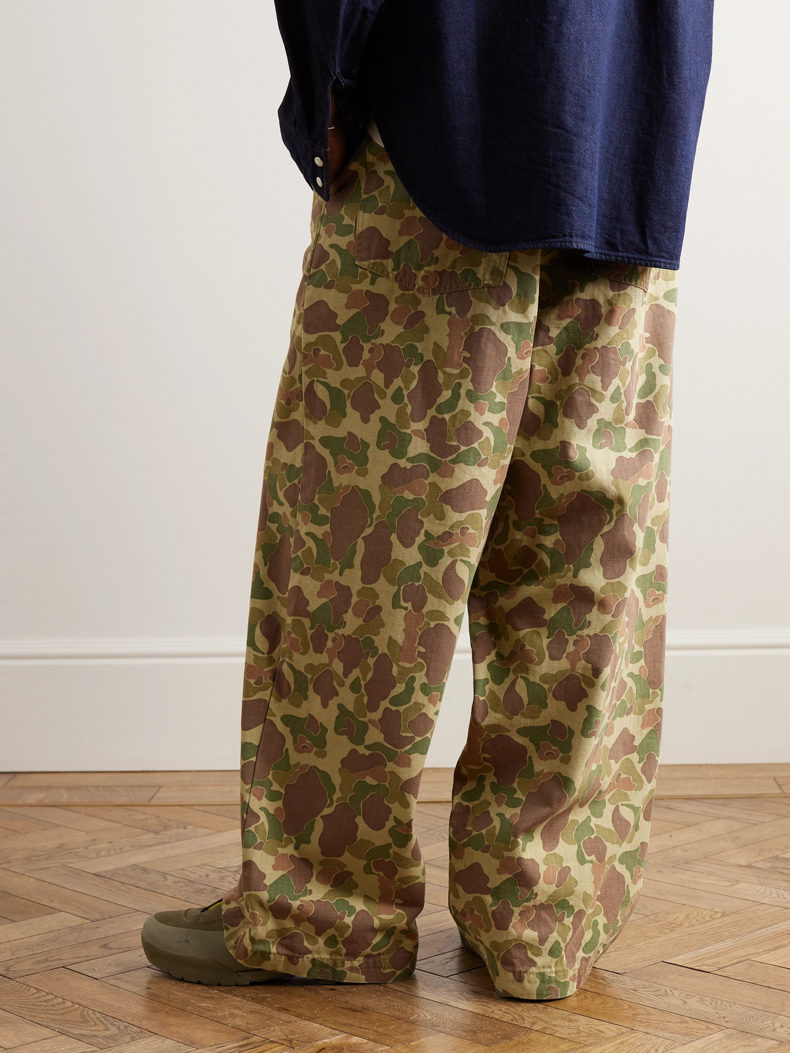 Shop Kapital Port Straight-leg Camouflage-print Herringbone Cotton Trousers In Brown