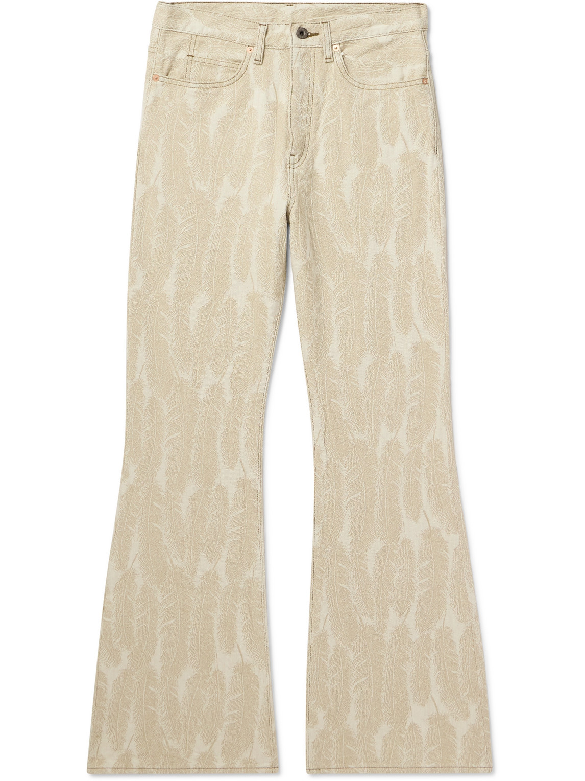 Kapital Magpie Slim-fit Bootcut Jacquard Jeans In Neutrals