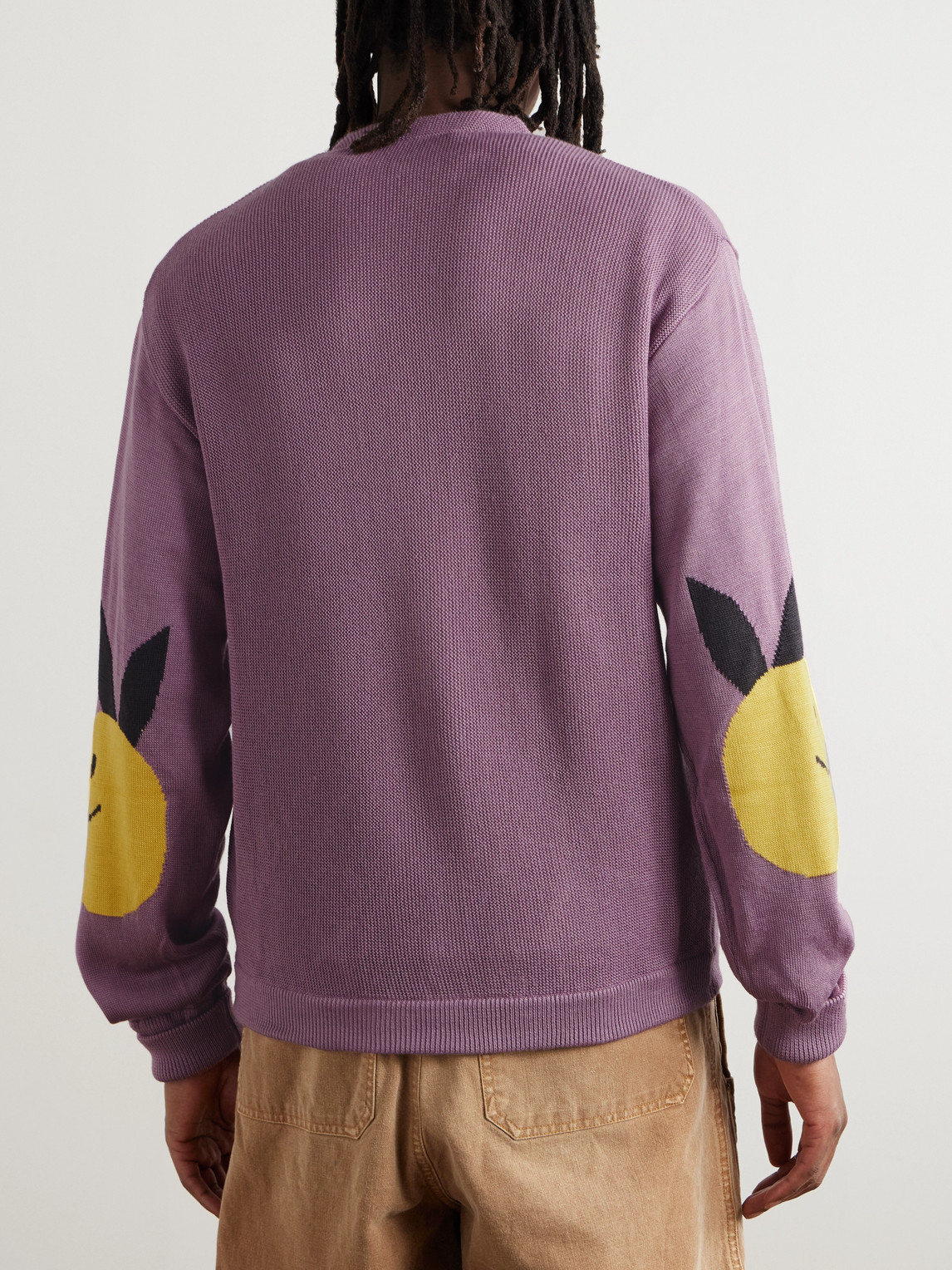 Shop Kapital Intarsia-knit Cardigan In Purple