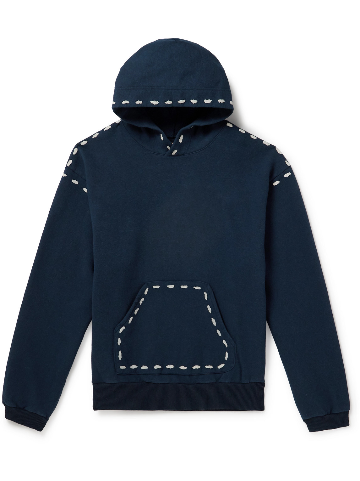 Kapital Marionette Printed Cotton-jersey Hoodie In Blue