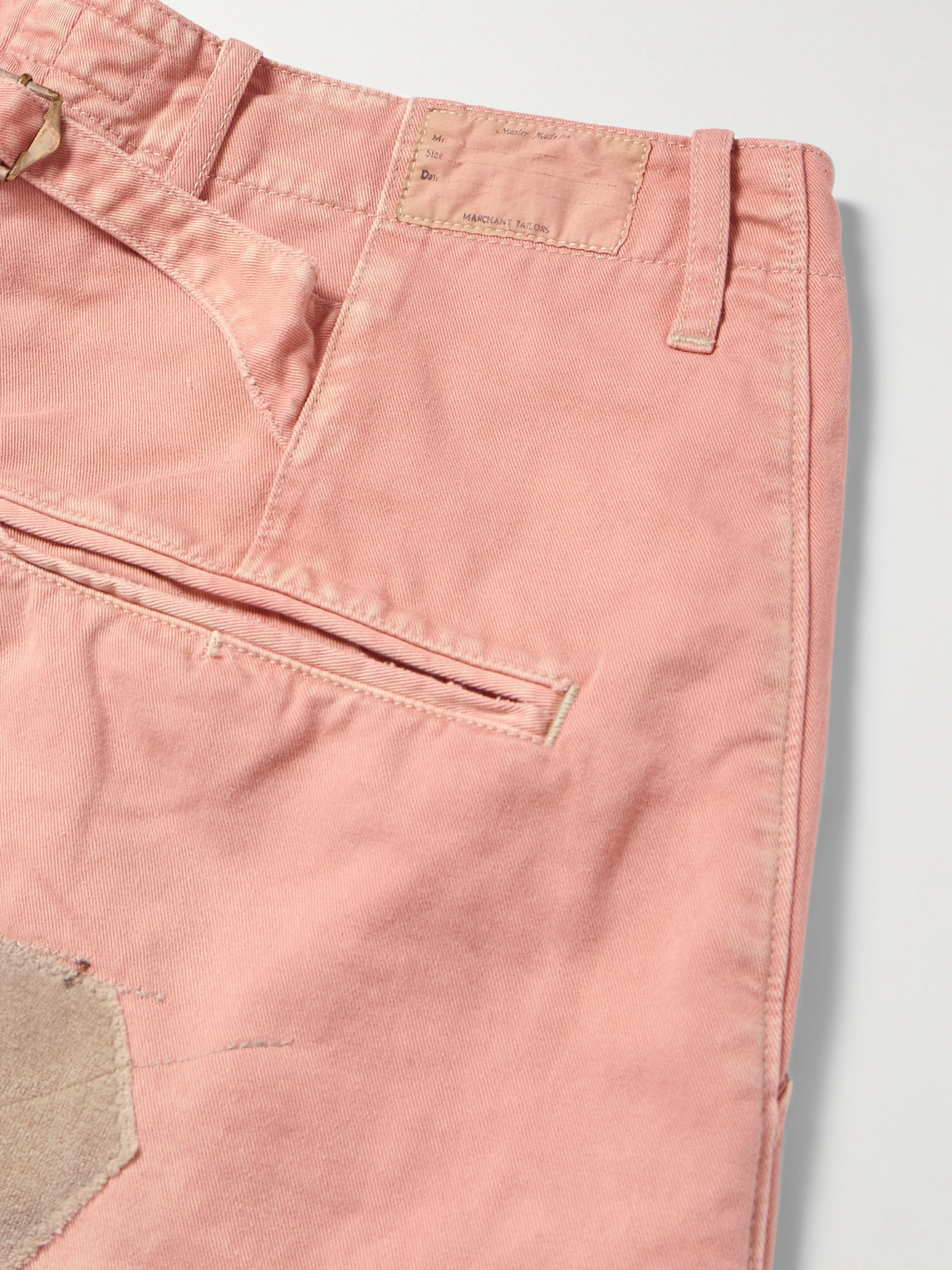 Kapital Katsuragi Tapered Appliquéd Distressed Cotton-twill Trousers In Pink