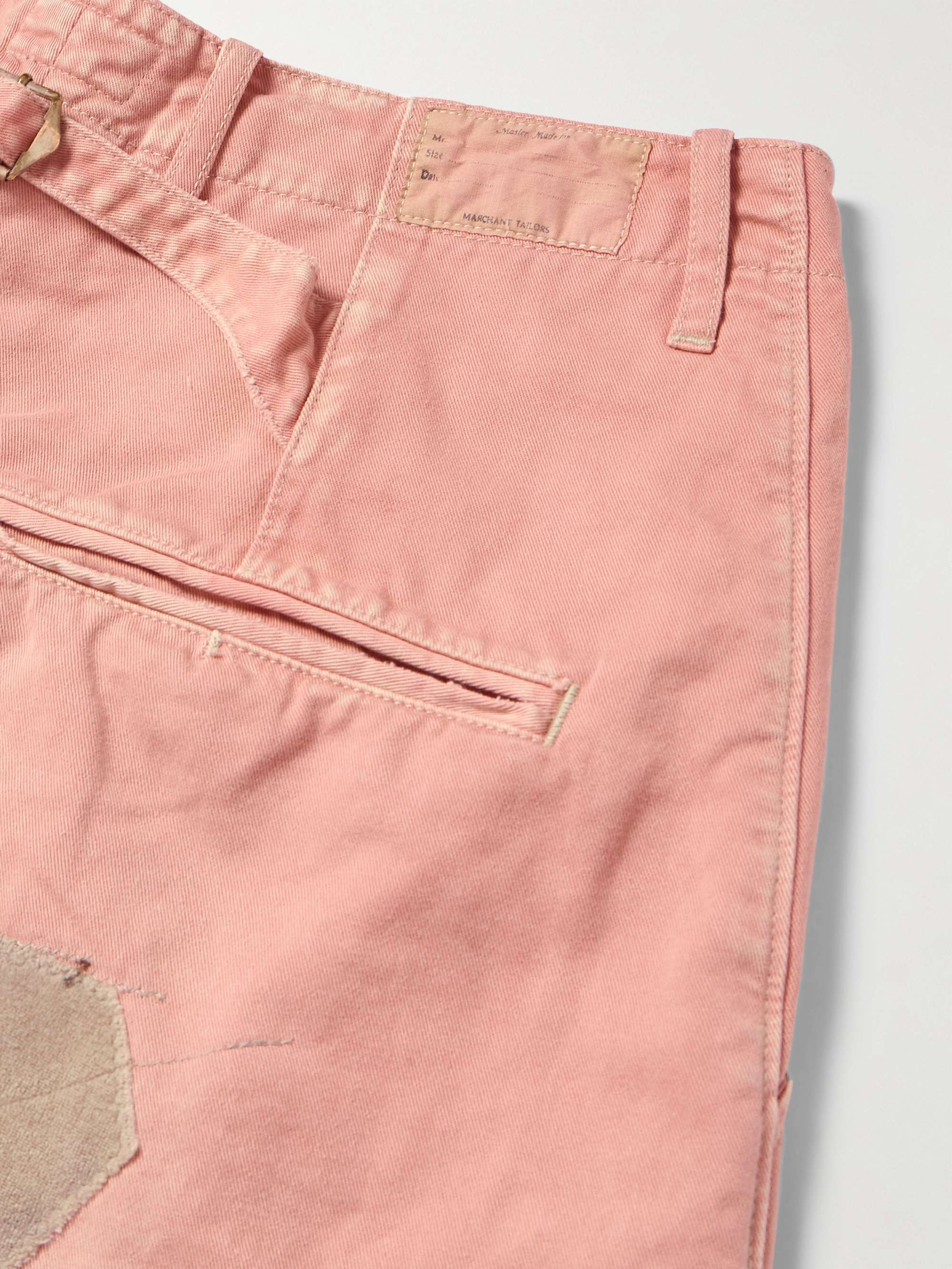 KAPITAL Katsuragi Tapered Appliquéd Distressed Cotton-Twill KAPITAL Katsuragi Tapered Appliquéd Distressed Cotton-Twill