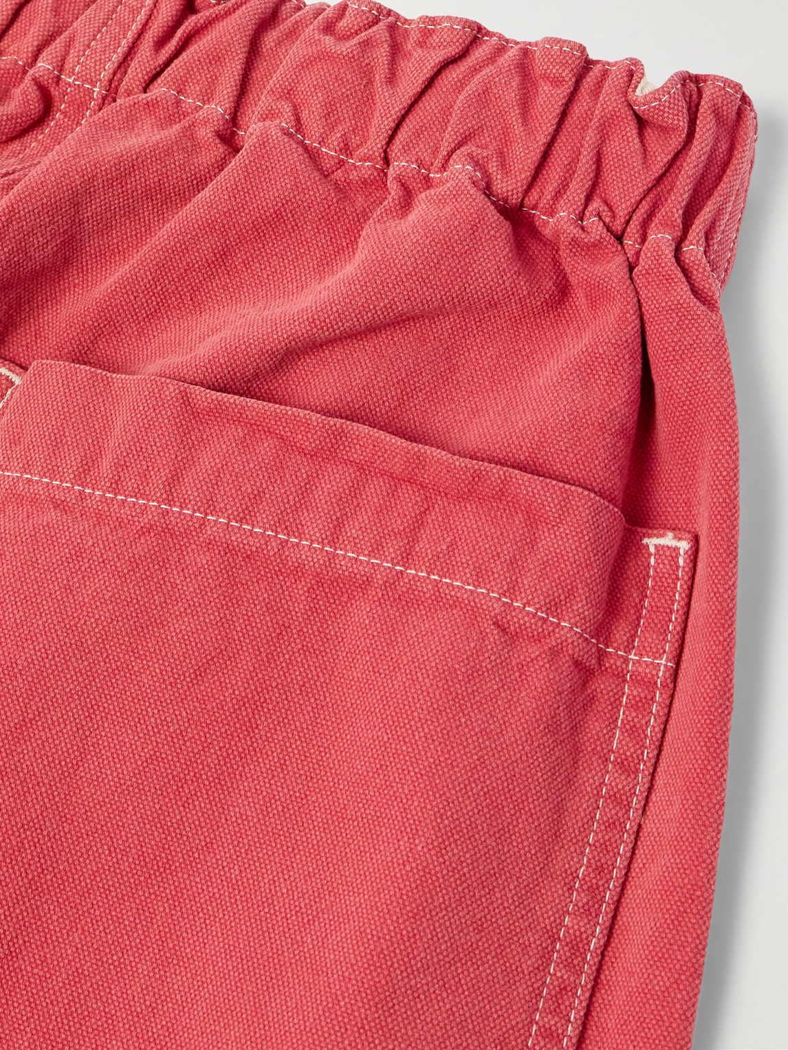 Shop Kapital Panelled Cotton-canvas Drawstring Trousers In Red