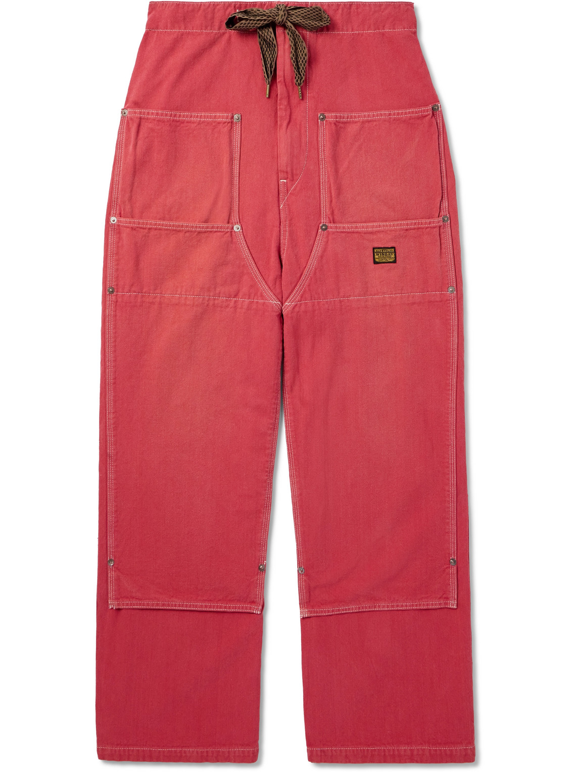 Kapital Panelled Cotton-canvas Drawstring Trousers In Red