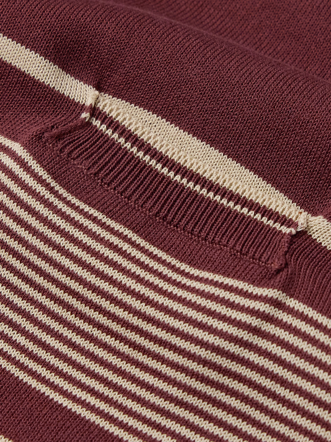 Shop Kapital Carol Striped Cotton-blend Polo Shirt In Burgundy