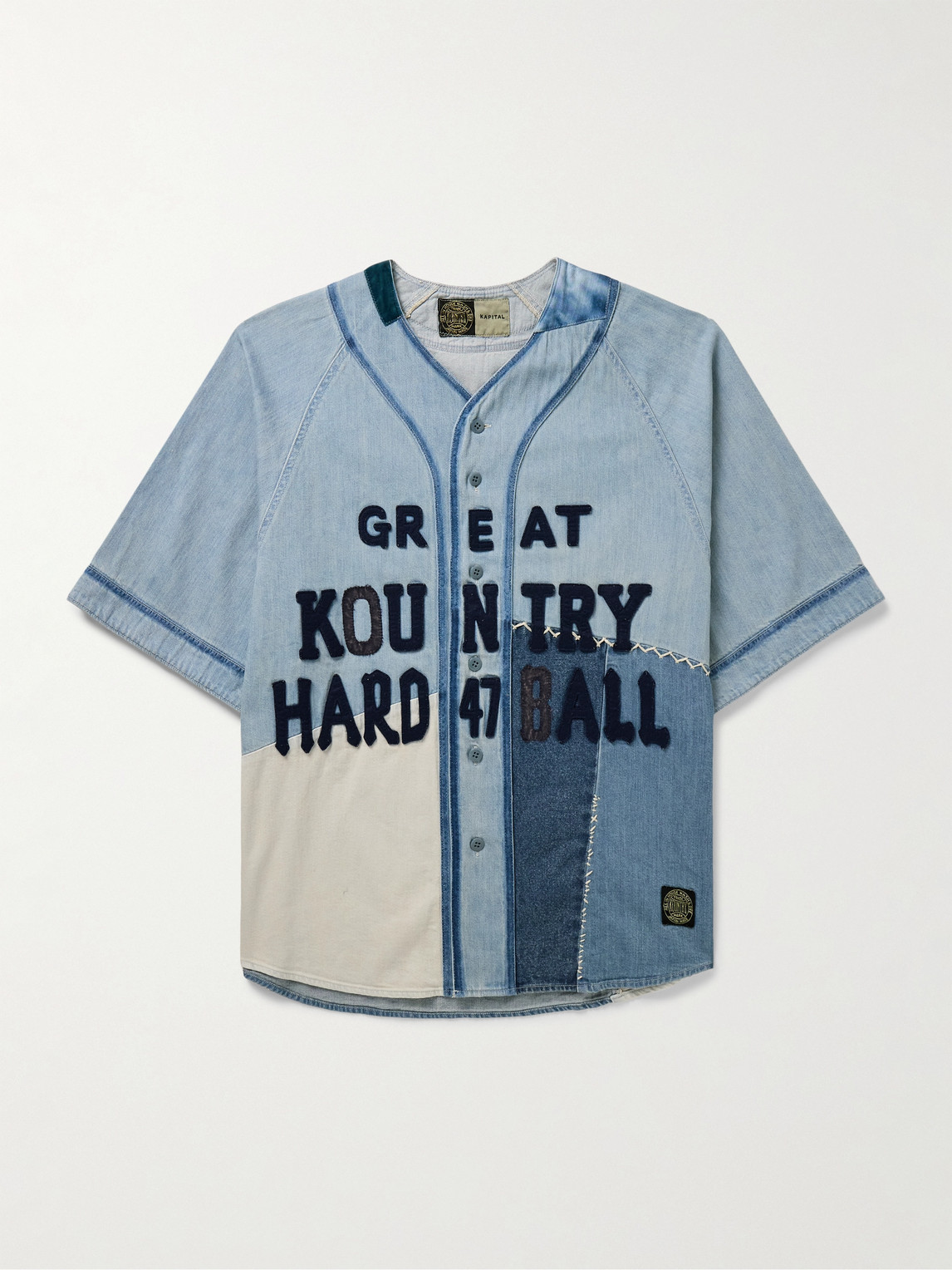 KAPITAL Appliquéd Embroidered Patchwork Denim Shirt - Men