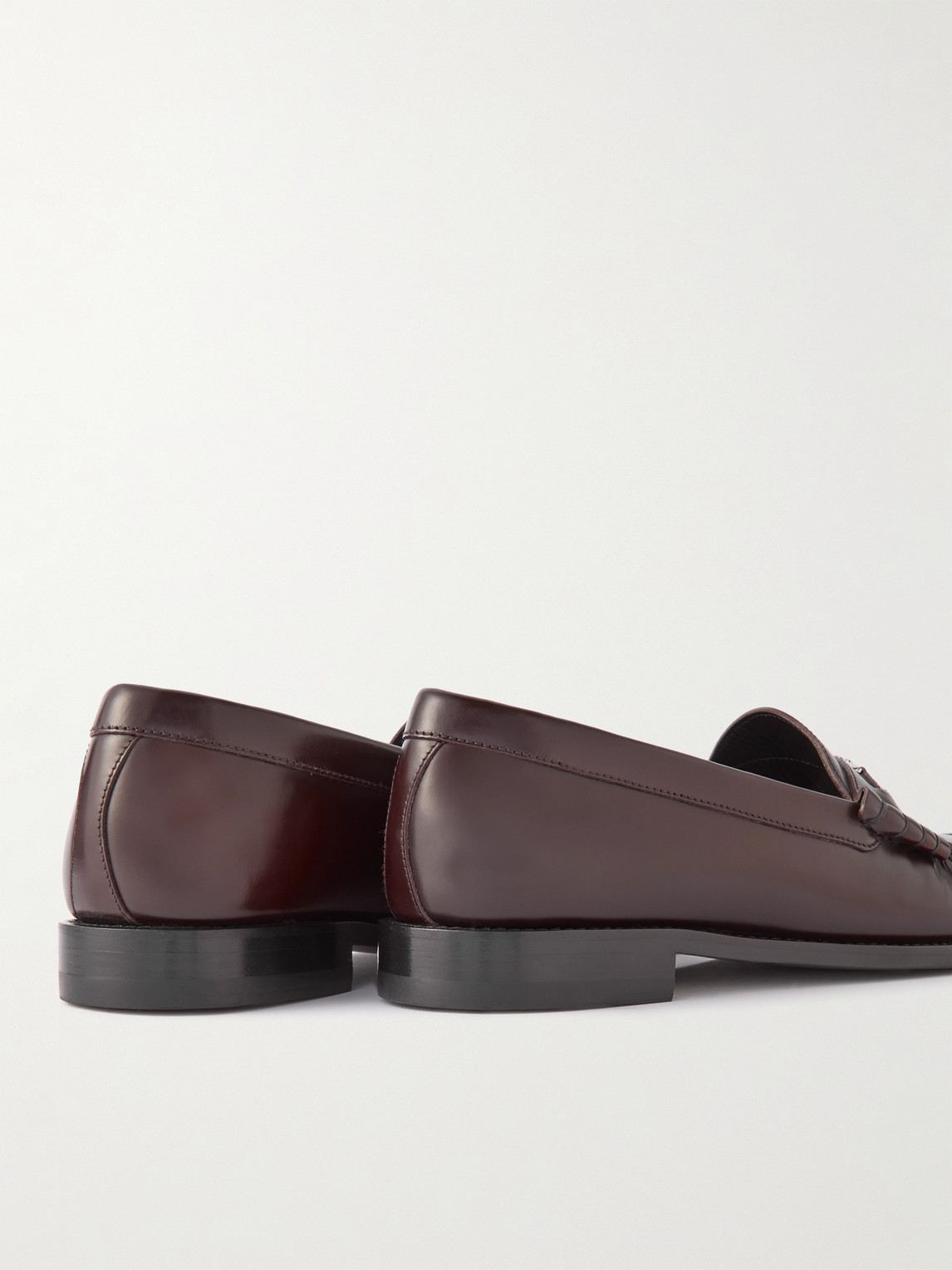 Celine Logo-embellished Polished-leather Penny Loafers In Brown
