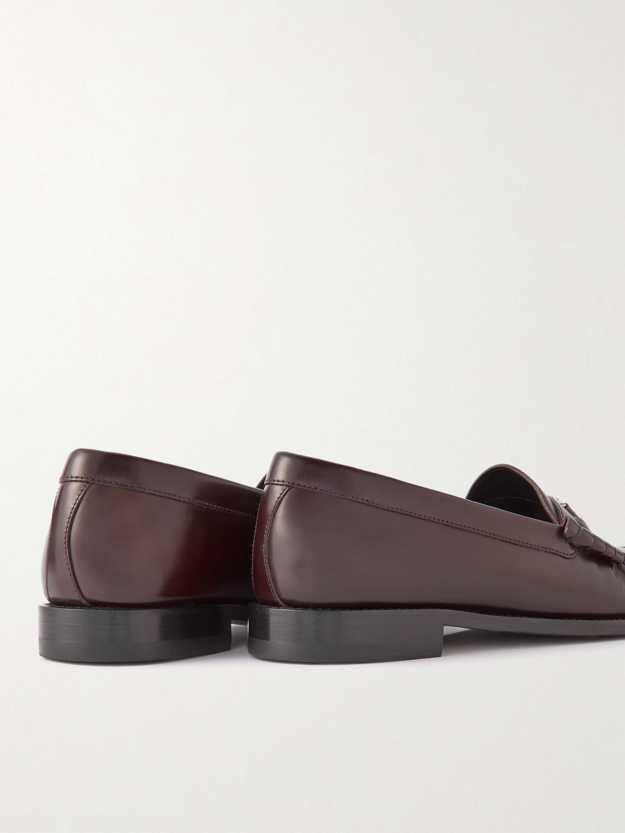 CELINE HOMME Triomphe Logo-Embellished Polished-Leather Loafers