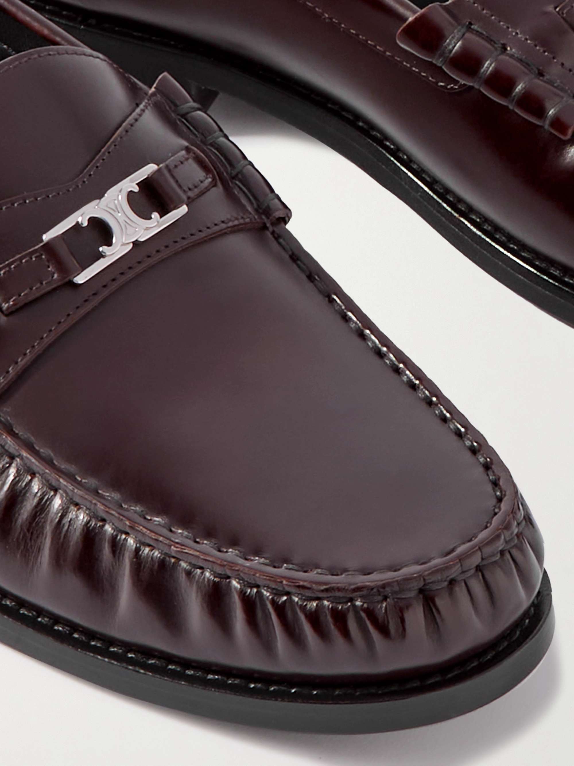 CELINE HOMME Triomphe Logo-Embellished Polished-Leather Loafers