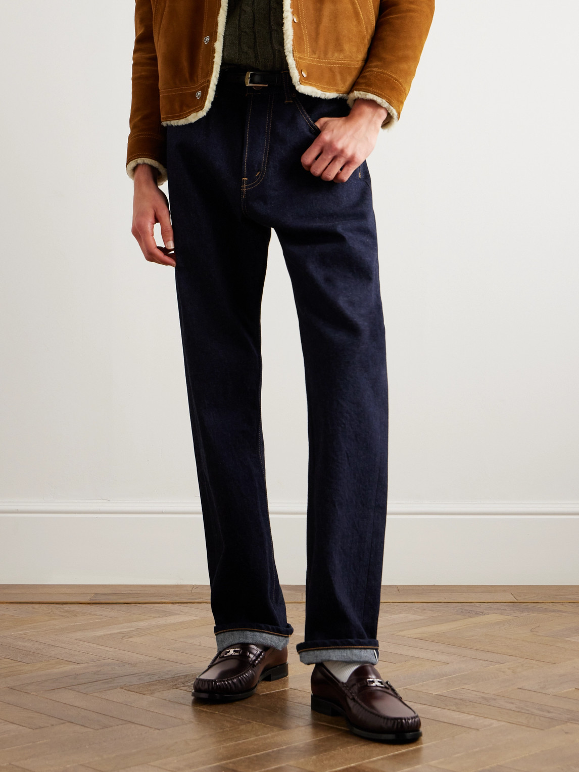 Celine Logo-embellished Polished-leather Penny Loafers In Brown