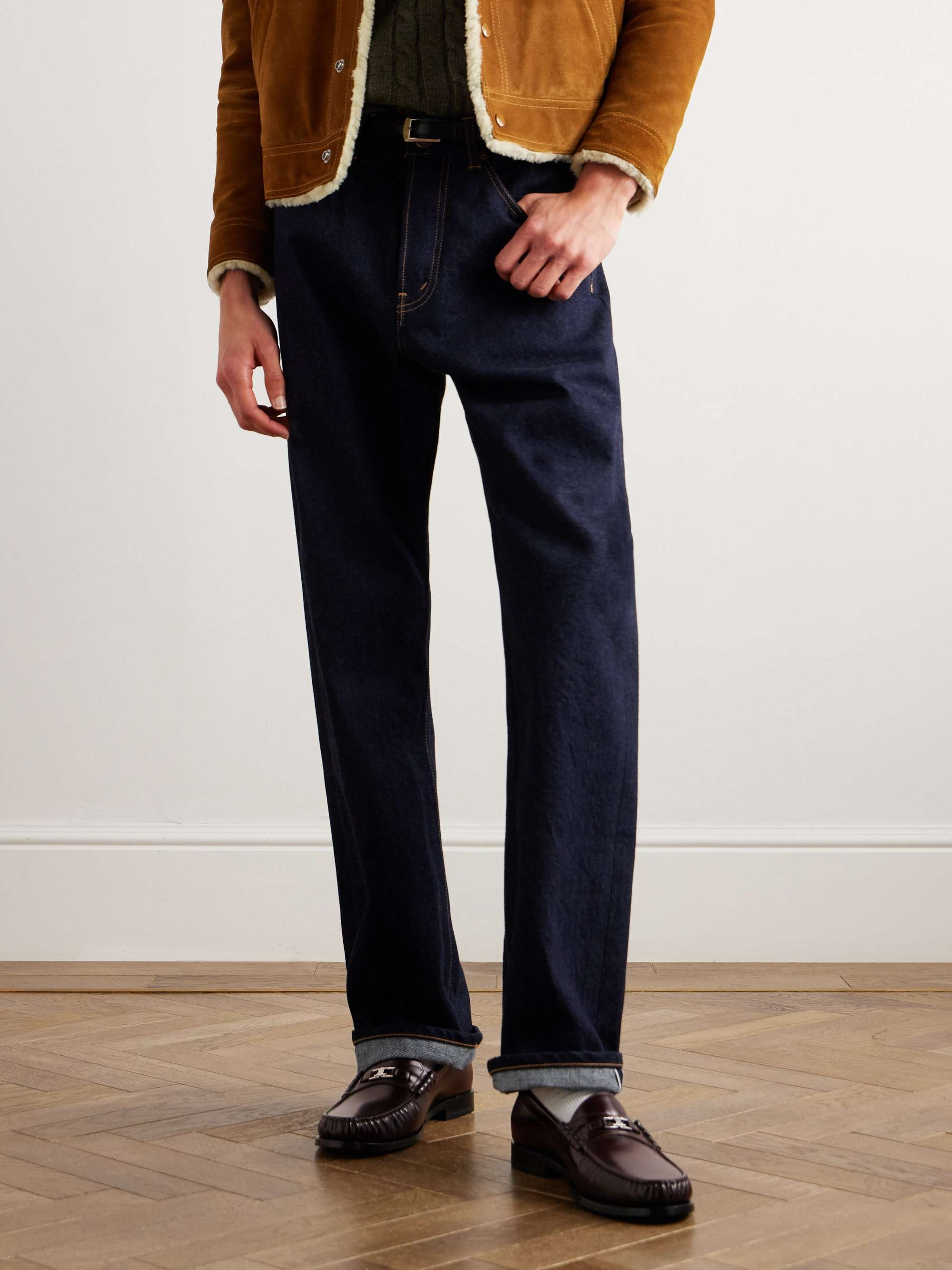 CELINE HOMME Triomphe Logo-Embellished Polished-Leather Loafers