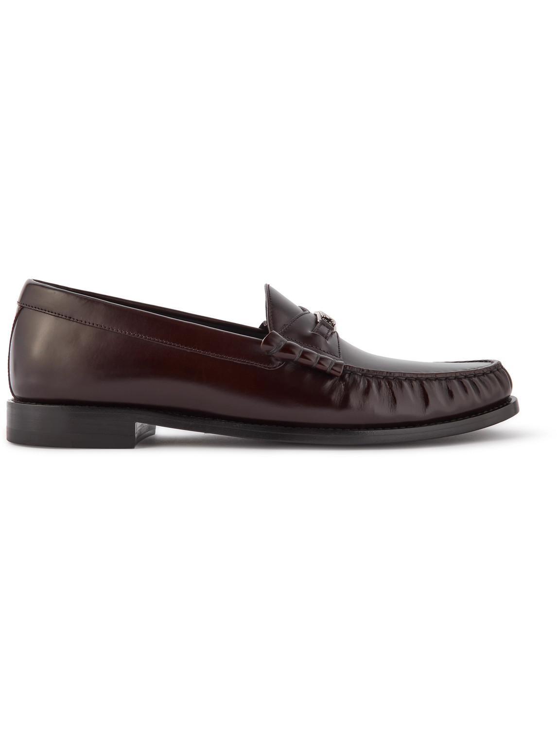 Celine Logo-embellished Polished-leather Penny Loafers In Brown
