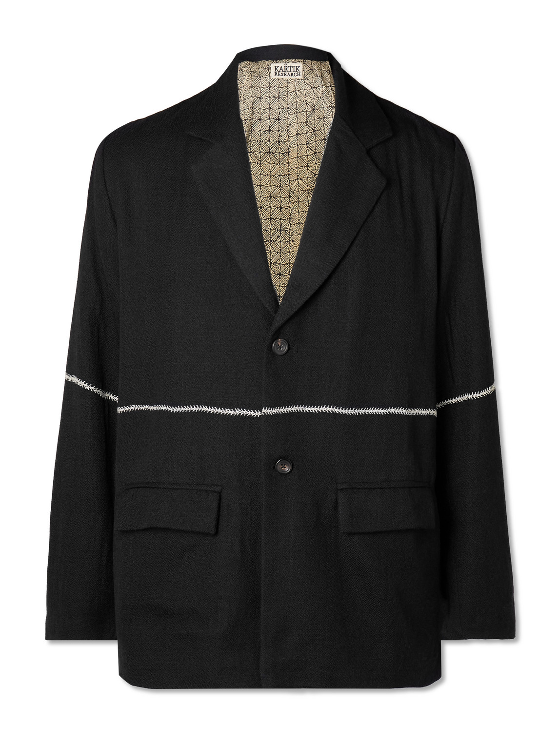 Kartik Research Embroidered Wool Blazer In Black