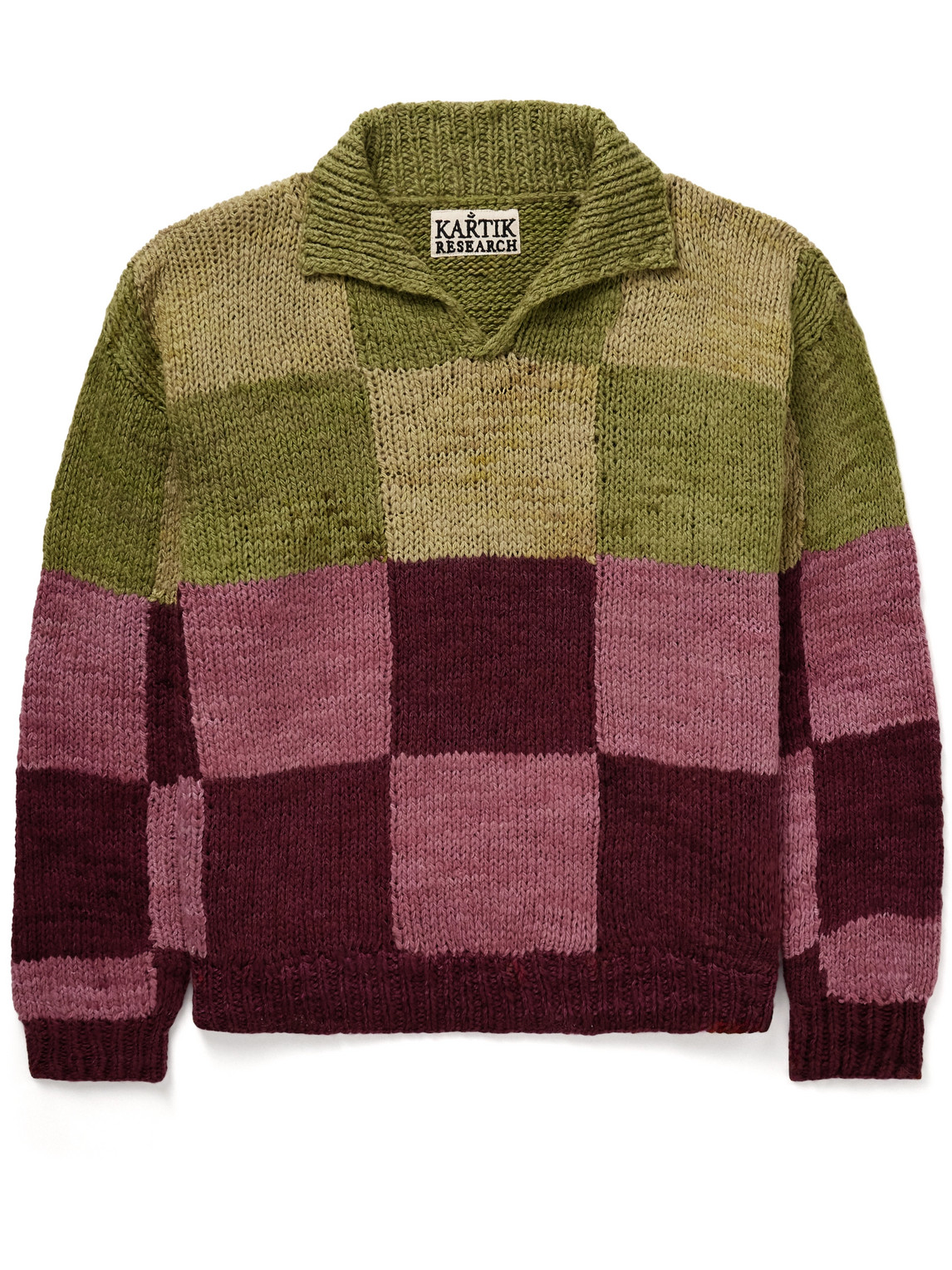 Patchwork Checked Wool Sweater