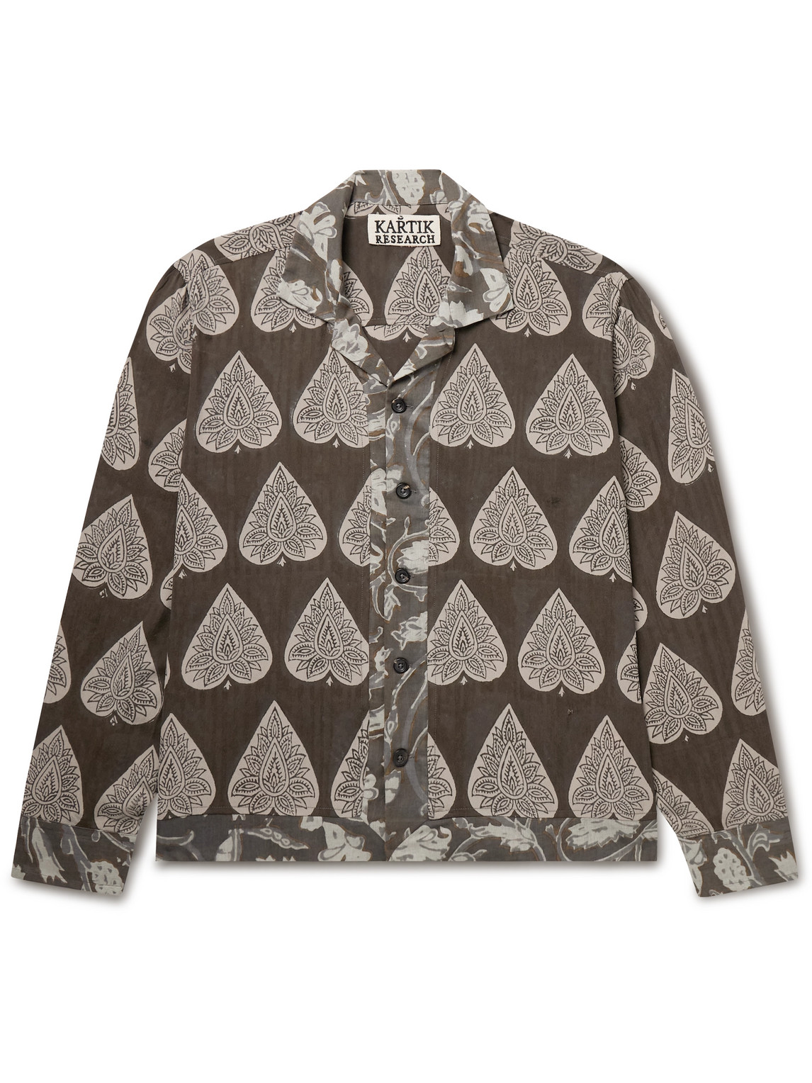 Kartik Research Printed Silk Shirt In Brown