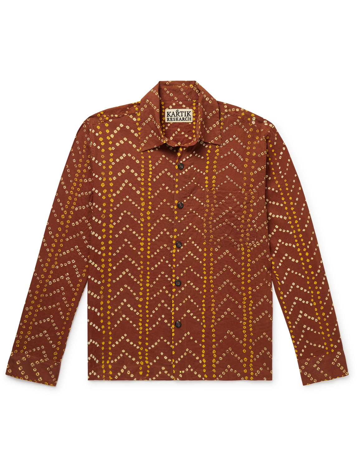 Kartik Research Camp-collar Tie-dyed Cotton Shirt In Orange