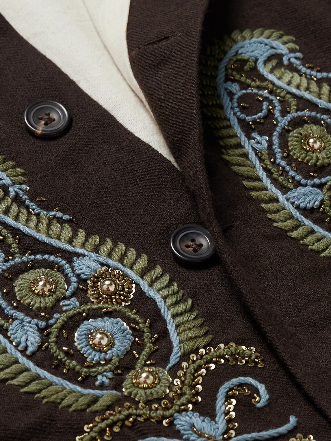 KARTIK RESEARCH EMBROIDERED WOOL-TWILL JACKET
