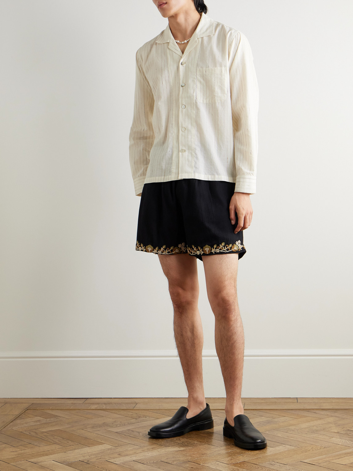 KARTIK RESEARCH CAMP-COLLAR STRIPED COTTON SHIRT