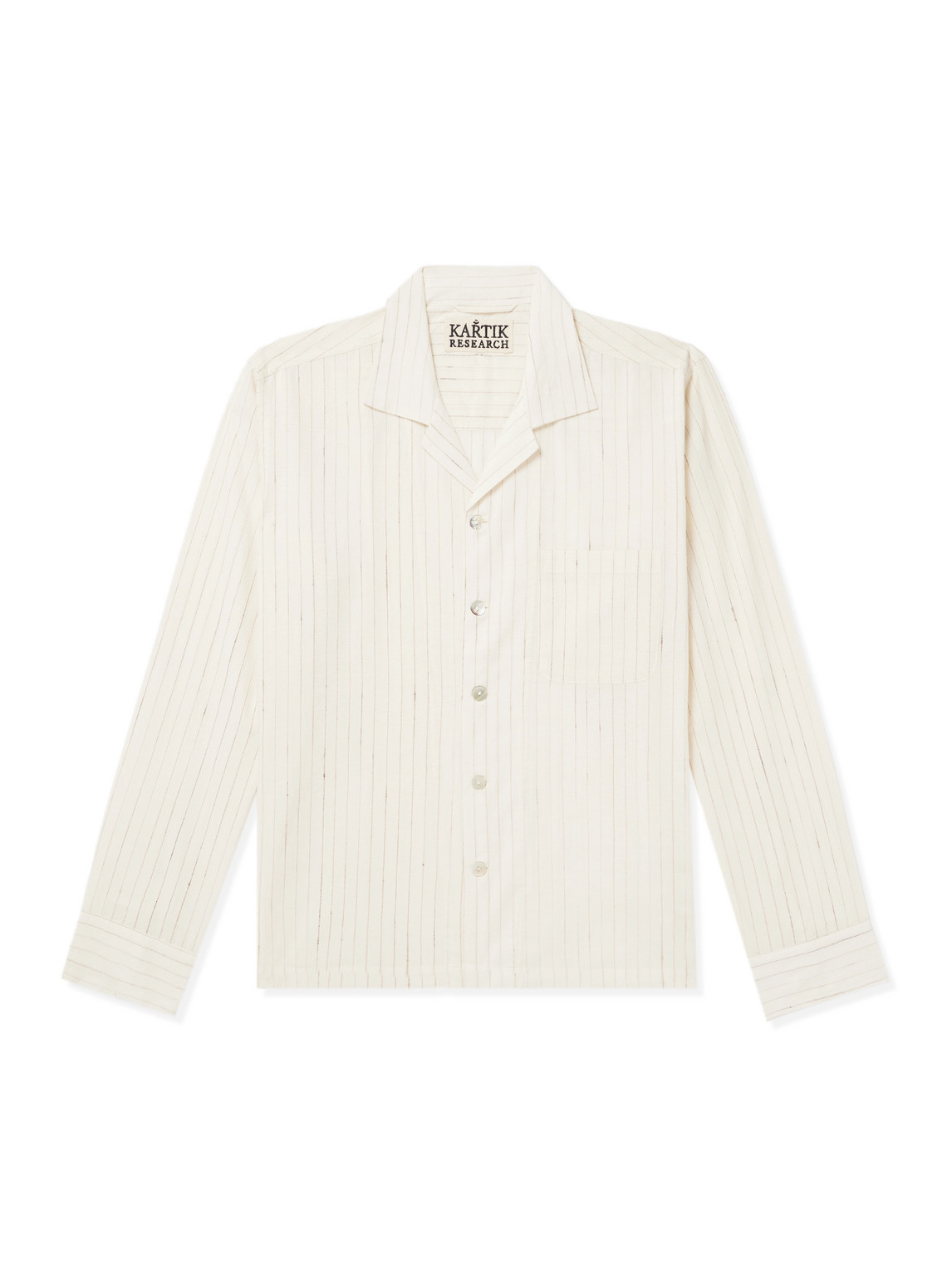 Kartik Research Camp-collar Striped Cotton Shirt In Neutrals