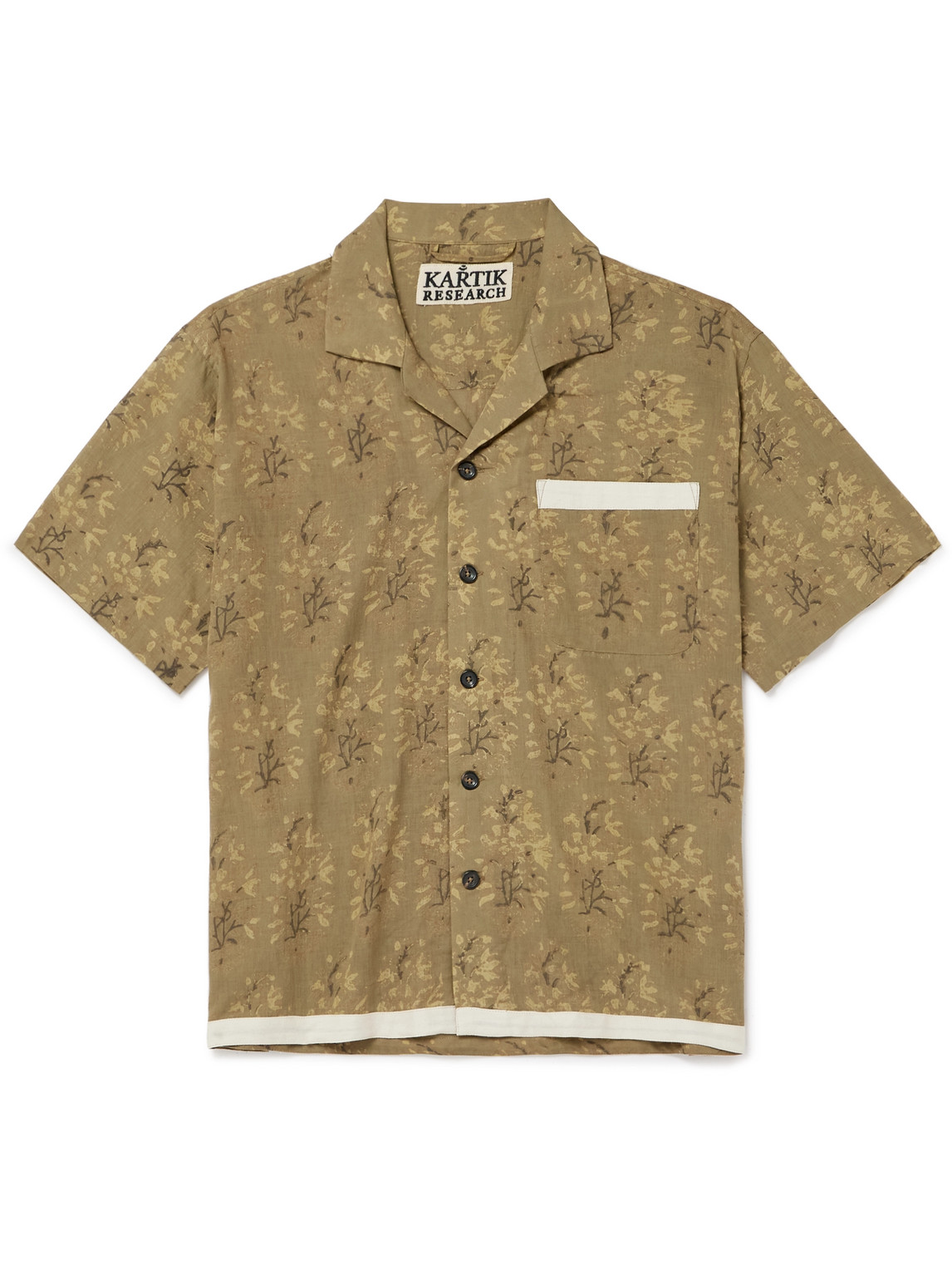 Kartik Research Camp-collar Printed Cotton Shirt In Brown
