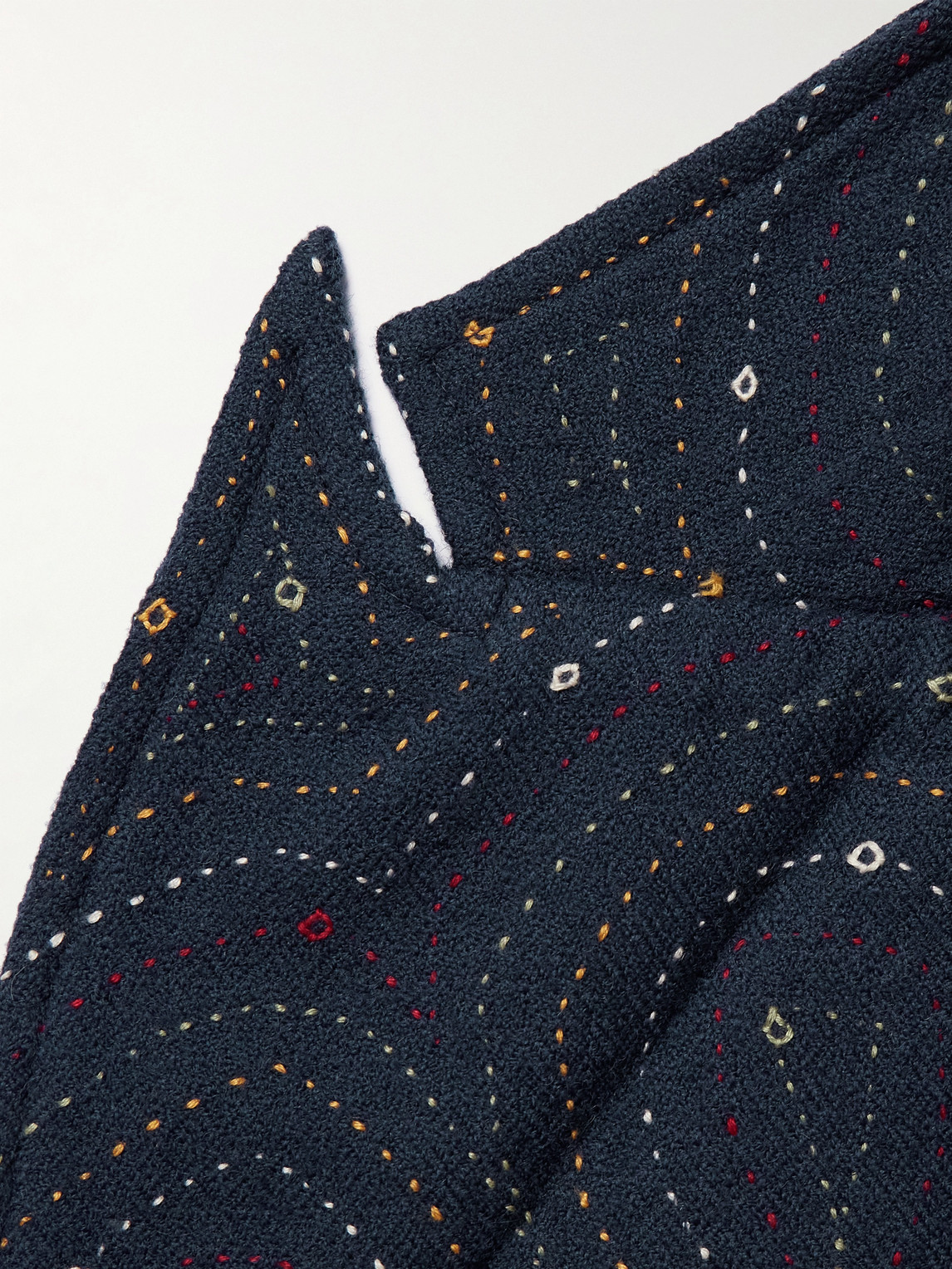 Shop Kartik Research Double-breasted Embroidered Wool Blazer In Blue