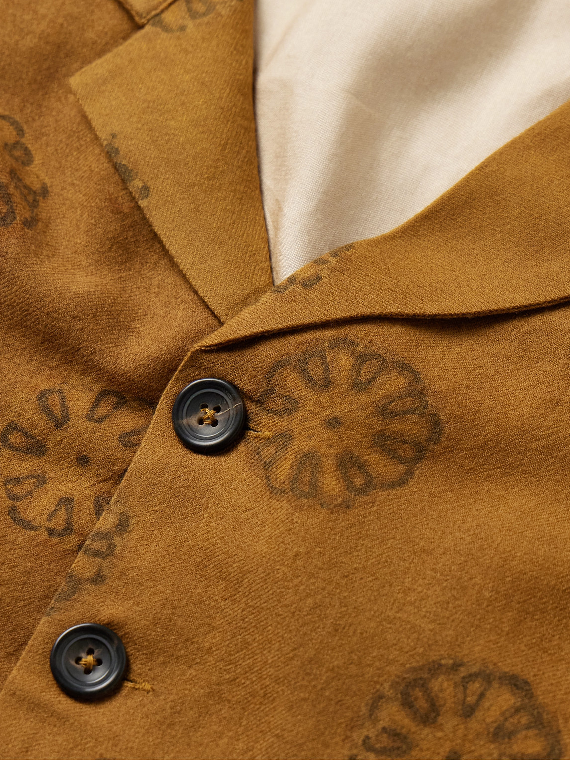 Kartik Research Holkar Camp-collar Printed Wool-flannel Overshirt In Orange