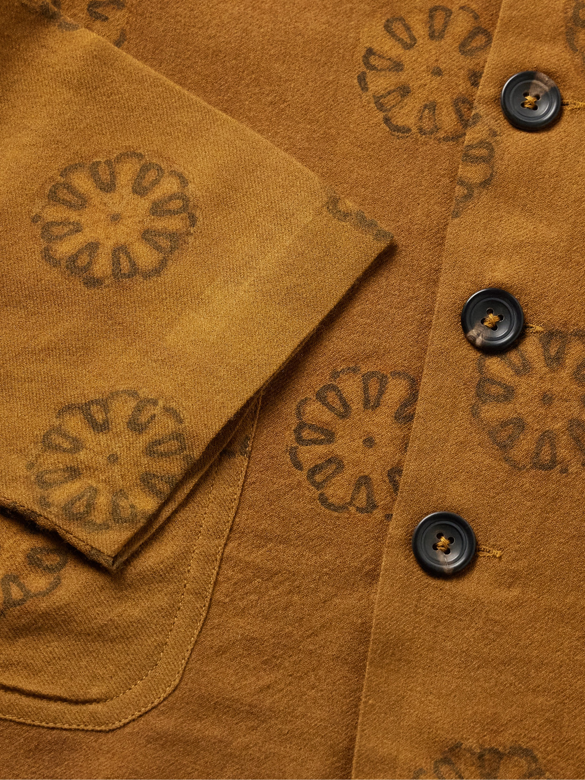 Kartik Research Holkar Camp-collar Printed Wool-flannel Overshirt In Orange