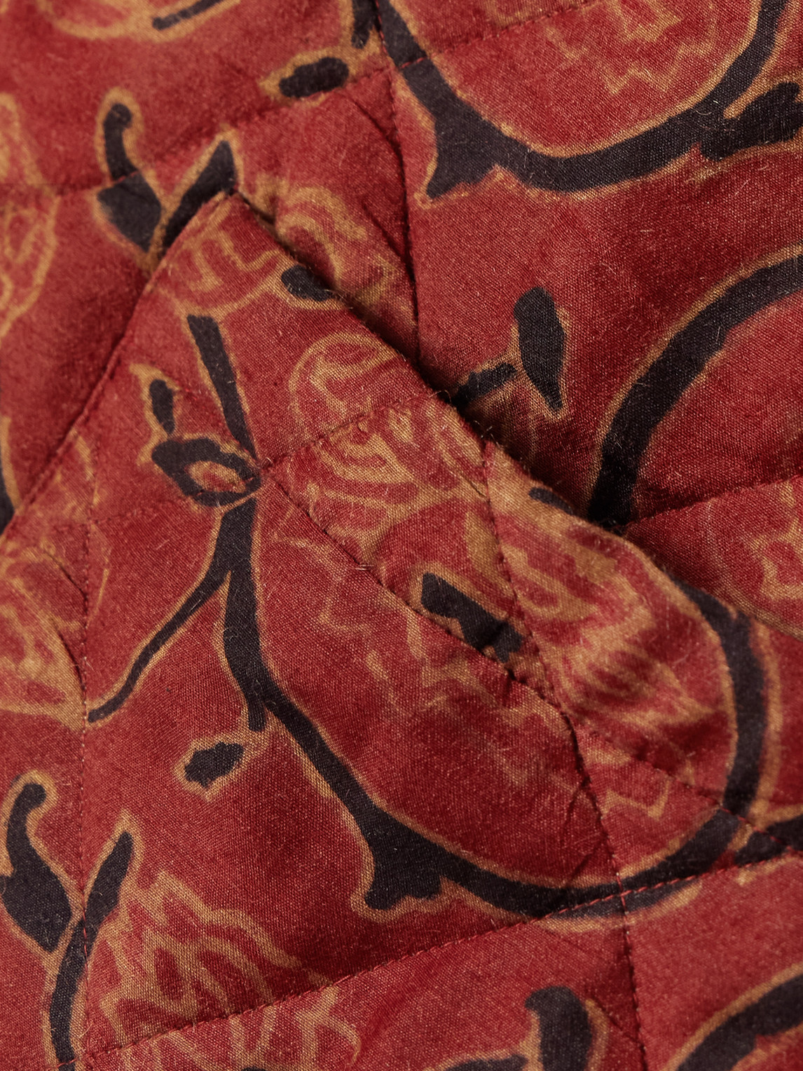 Shop Kartik Research Printed Quilted Silk Vest In Red