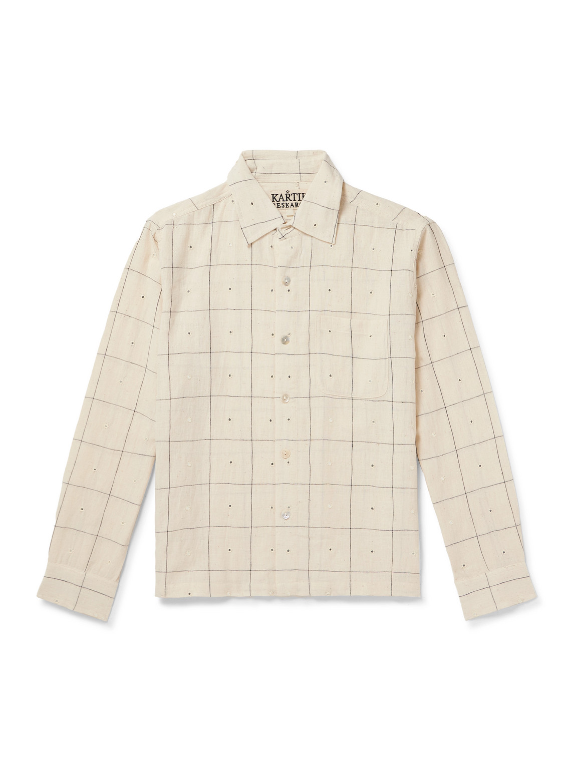 Kartik Research Embellished Checked Cotton Shirt In Neutrals