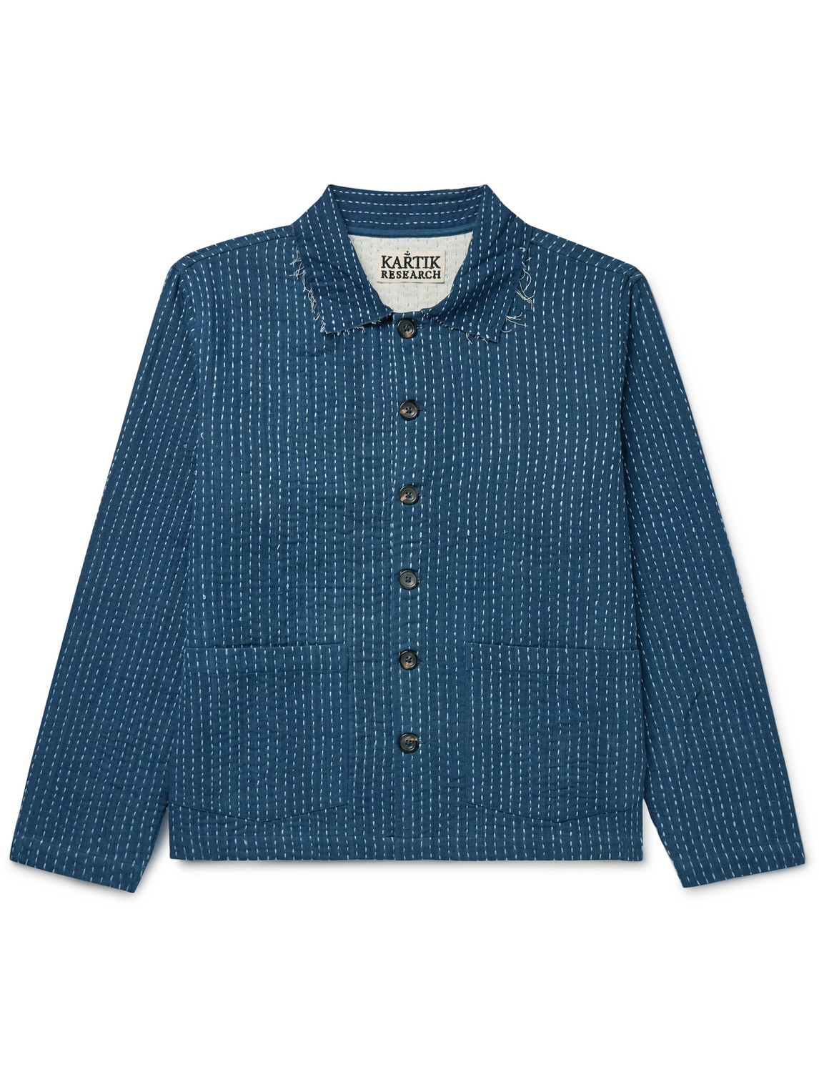 Kartik Research Embroidered Cotton Jacket In Blue