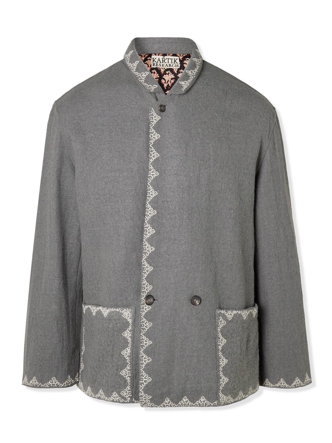 Kartik Research Embroidered Wool Blazer In Gray