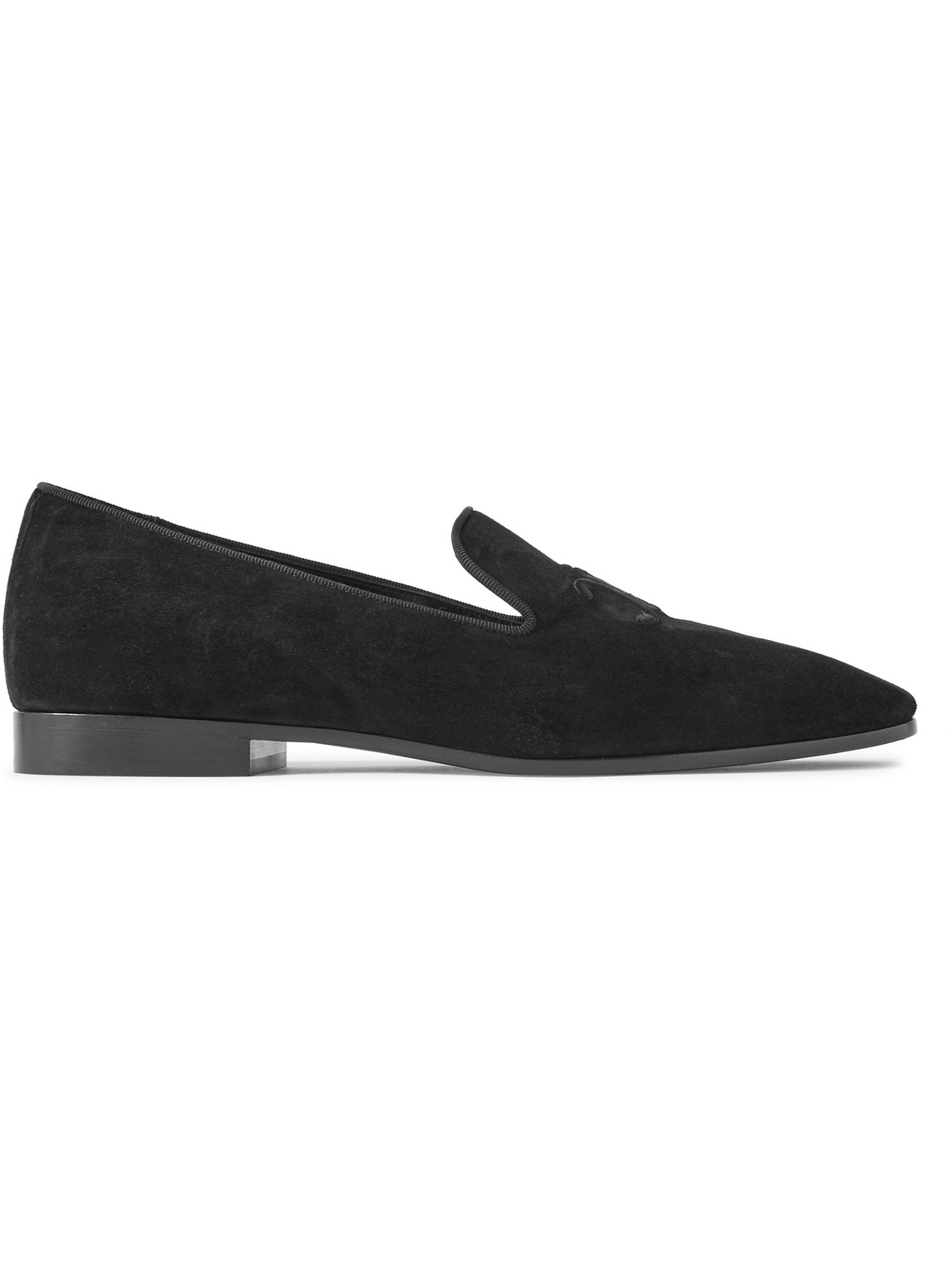 Celine Velvet Loafers With Embroidered Triomphe Logo Men In Black
