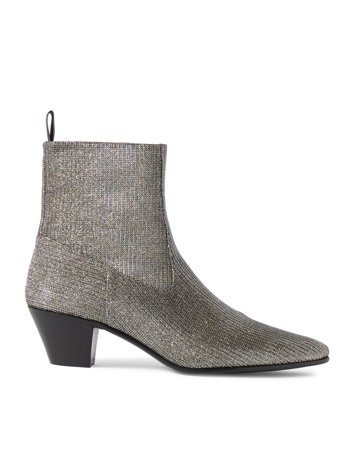 Celine Metallic Ribbed-knit Chelsea Boots In Neutral