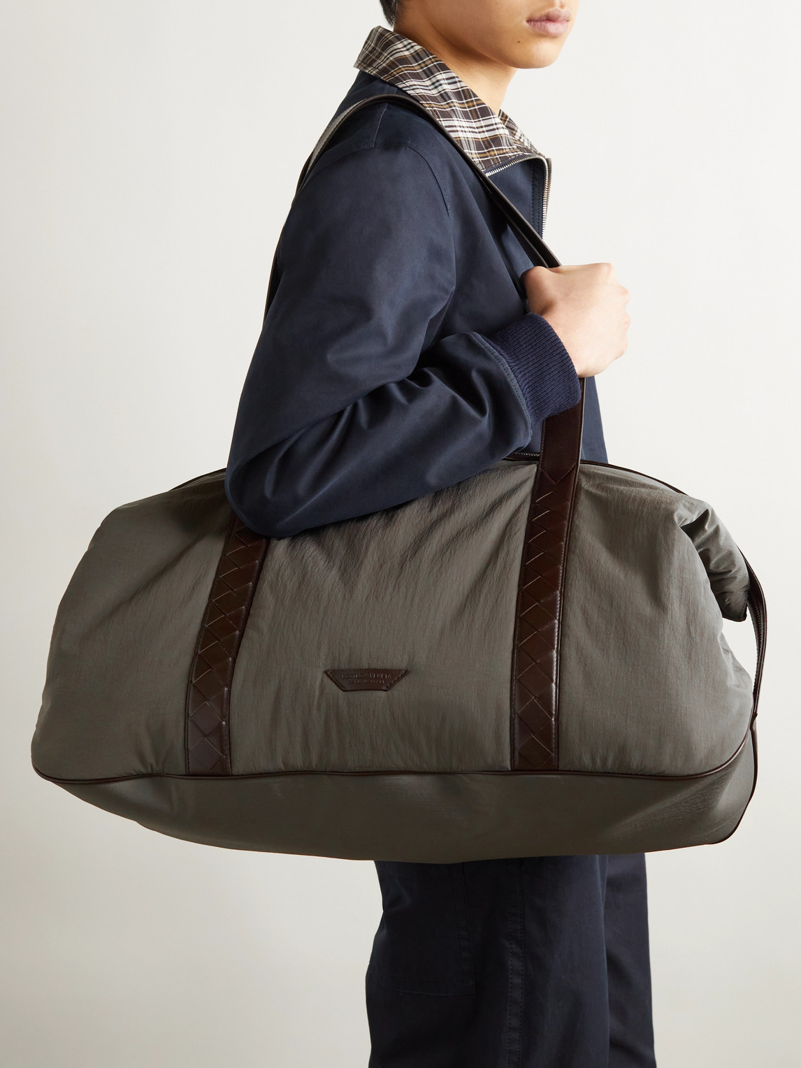 Large Leather-Trimmed Shell Weekend Bag — 2