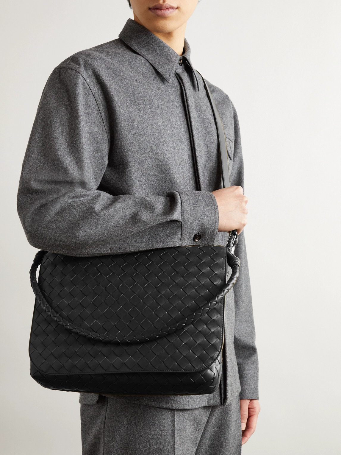 Swing Intrecciato Leather Messenger Bag — 2