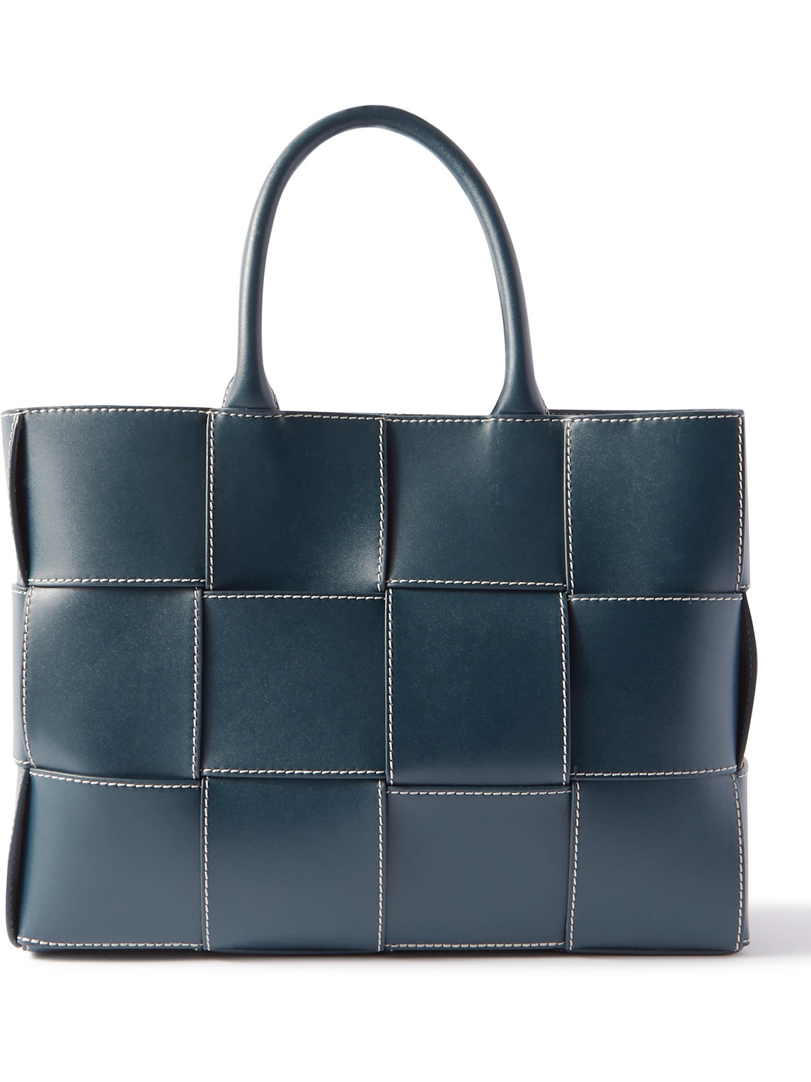 Bottega Veneta Mini Arco Intrecciato Leather Tote Bag In Metallic