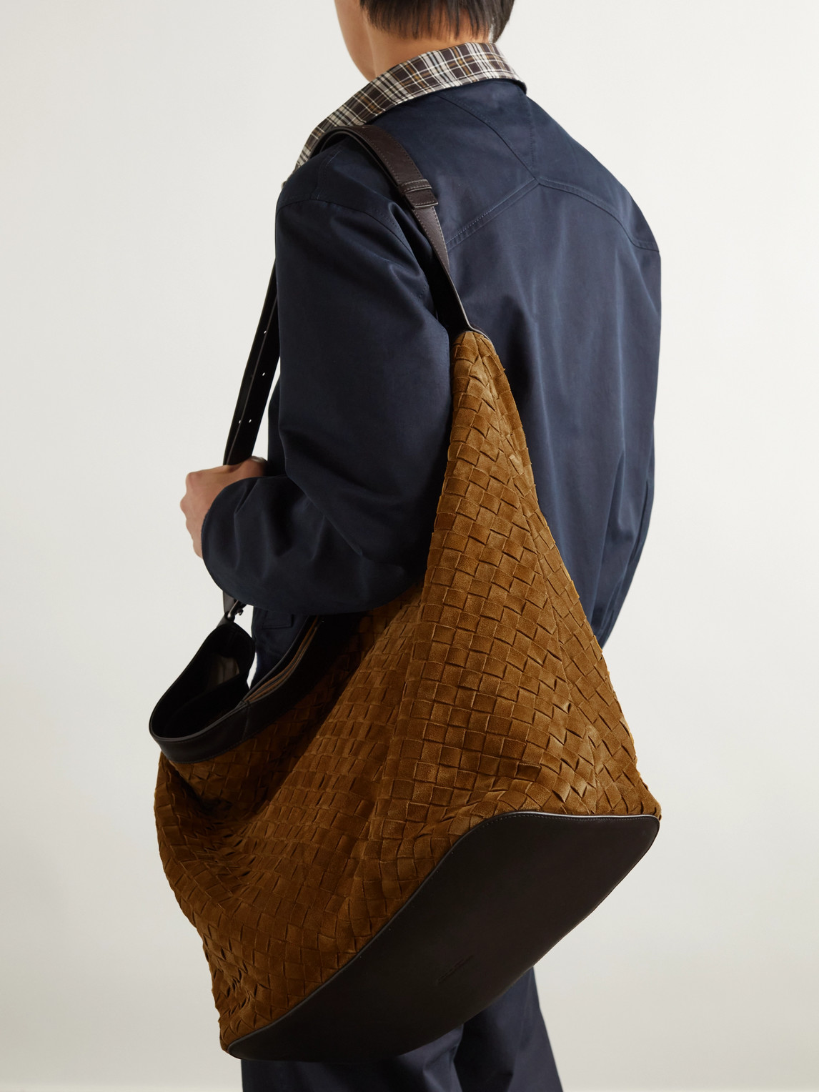 Large Passenger Leather-Trimmed Intrecciato Suede Weekend Bag — 2