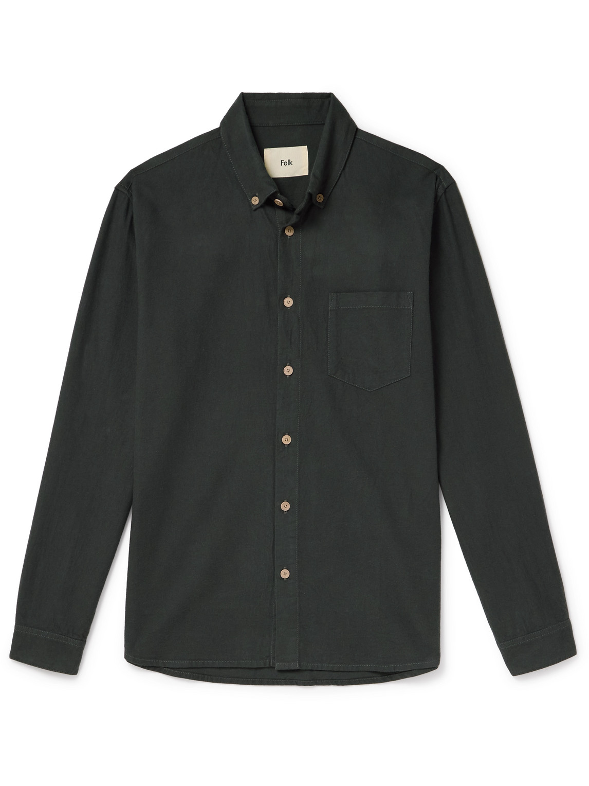 Button-Down Collar Cotton-Flannel Shirt