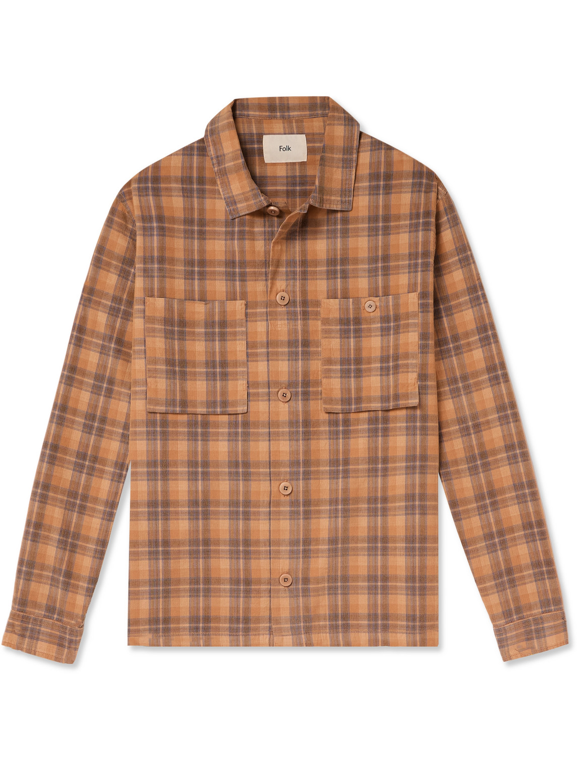 Patch Checked Cotton-Corduroy Overshirt