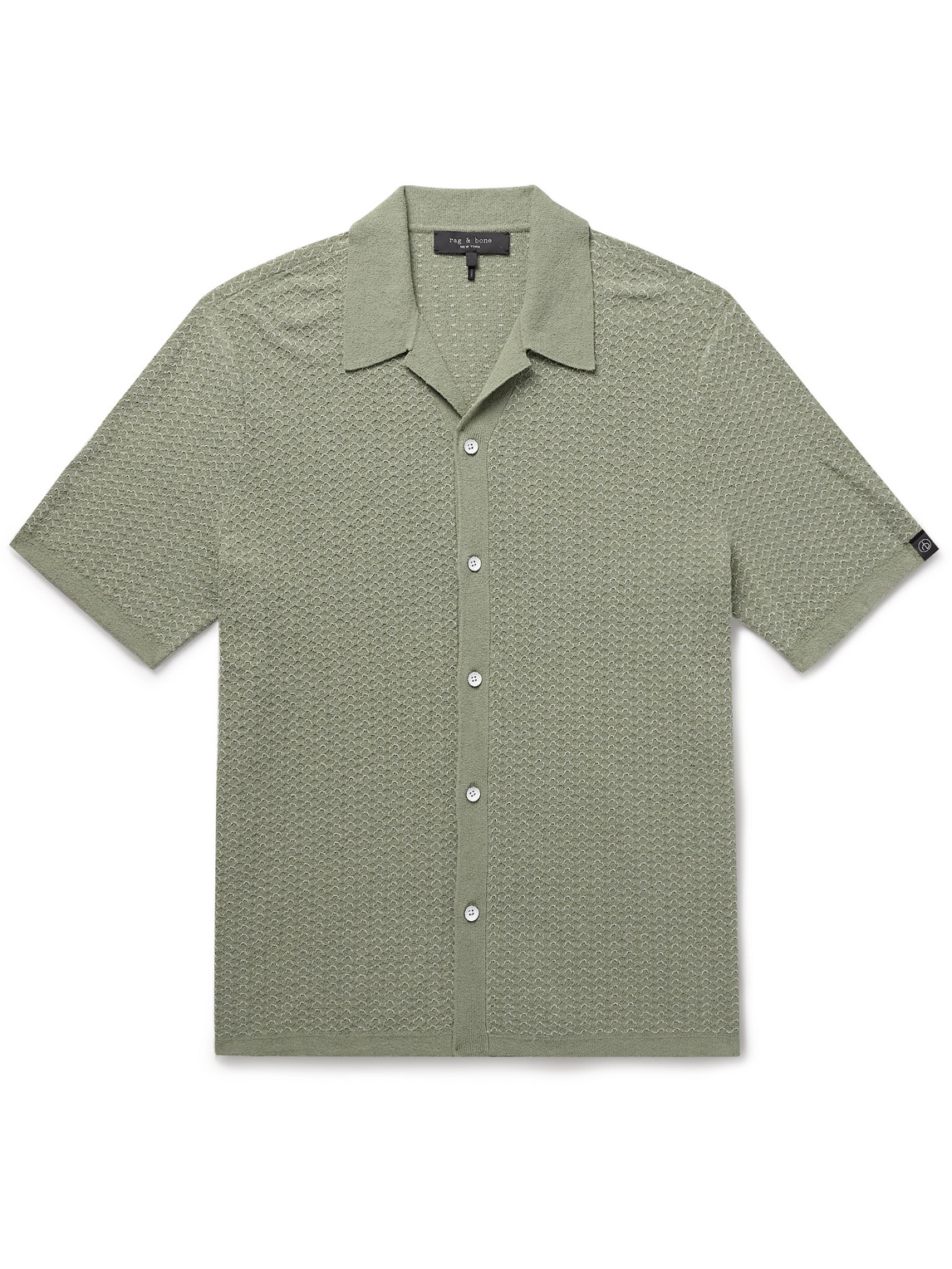 Avery Camp-Collar Honeycomb-Knit Cotton-Blend Terry Shirt