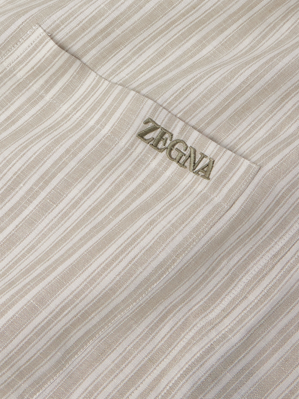 Shop Zegna Logo-embroidered Striped Linen Pyjama Set In Neutrals