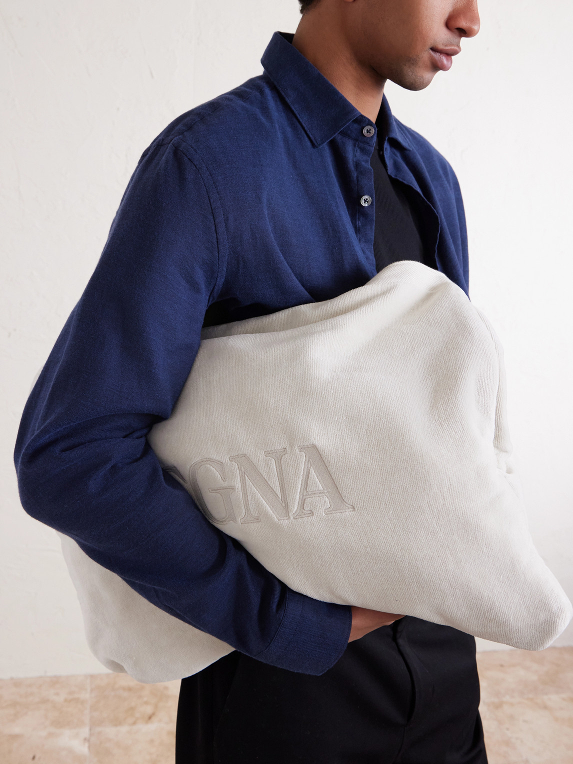  Zegna - Logo-embroidered Cotton-terry Beach Towel Tote Bag - Men - Neutrals 