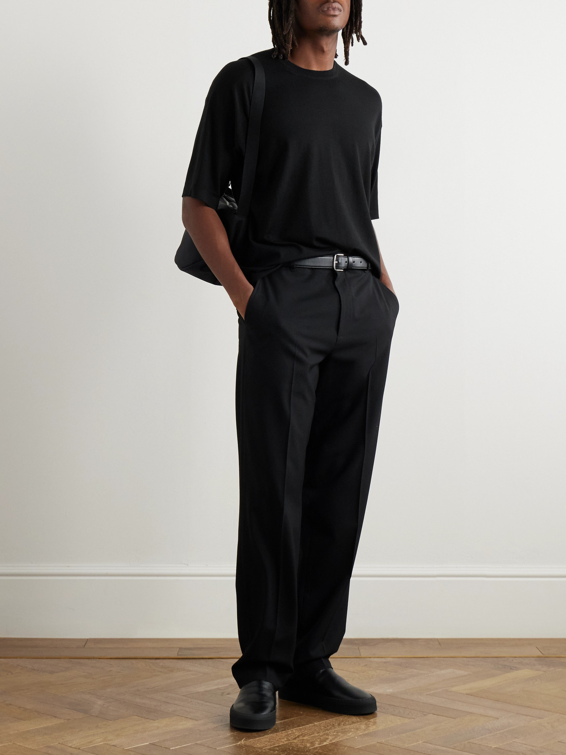 The Row Dlomu Wool-jersey T-shirt In Black