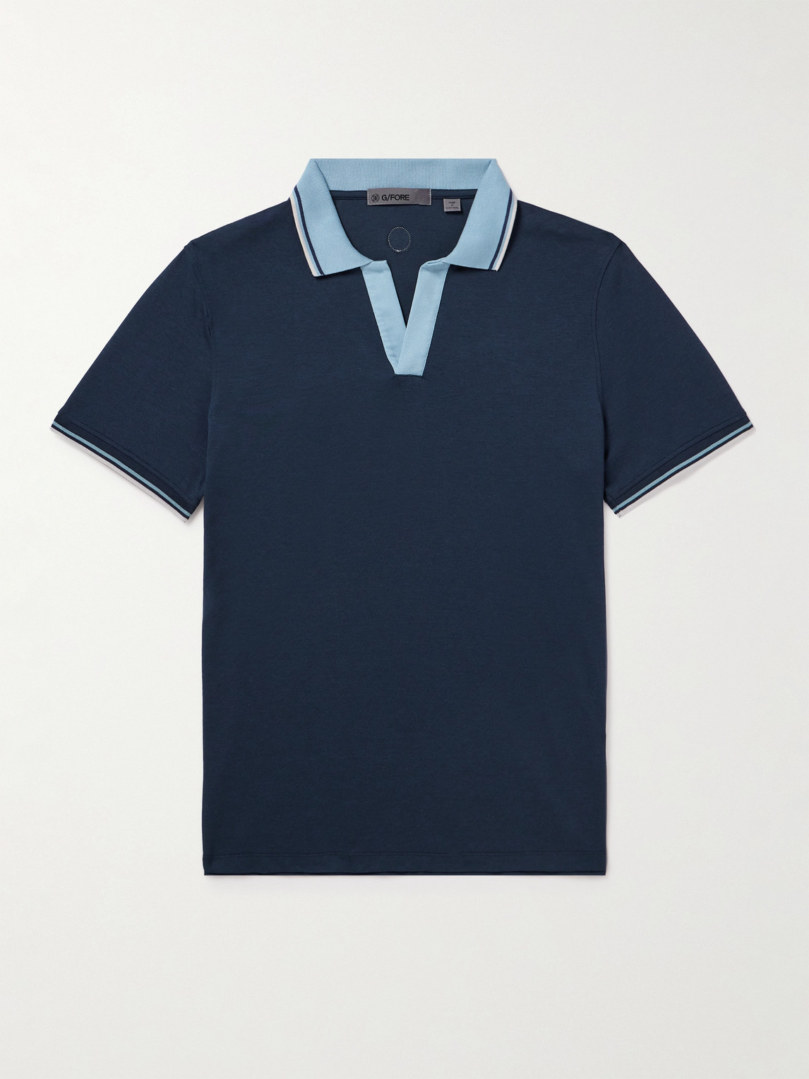 + G/FORE Golf Striped Logo-Appliquéd Piqué Polo Shirt