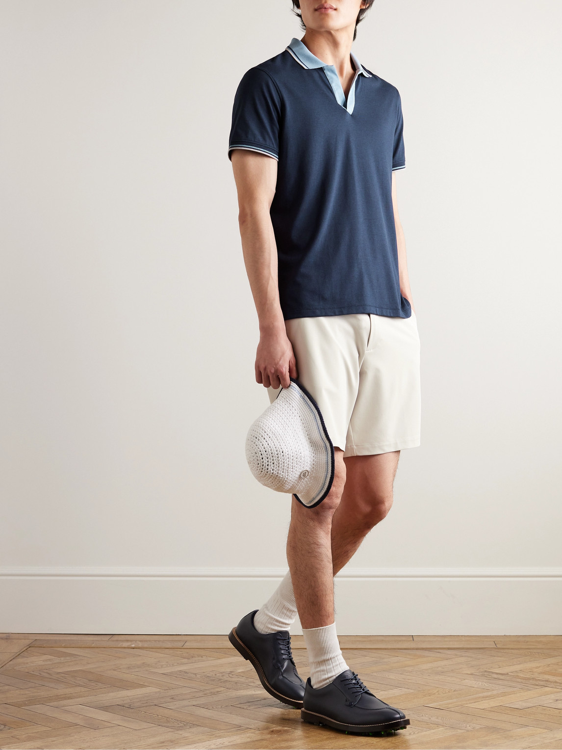 + G/FORE Golf Striped Logo-Appliquéd Piqué Polo Shirt — 2