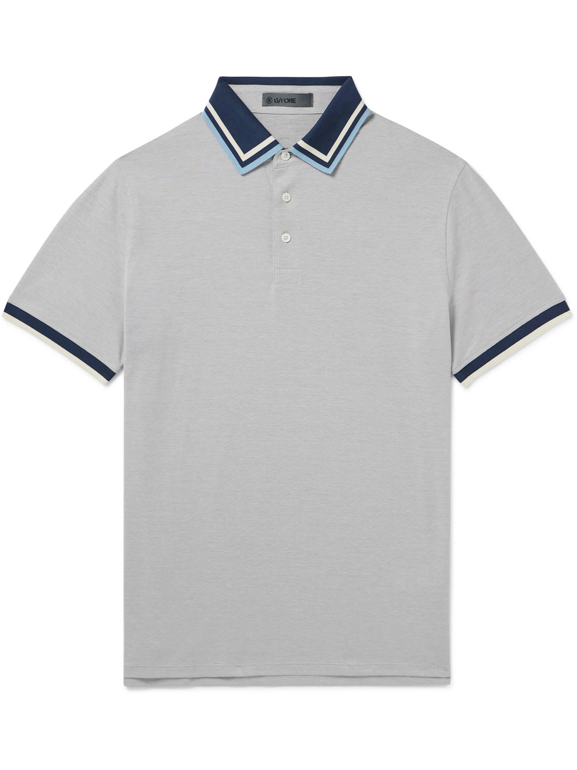 G/FORE Golf Striped Logo-Appliquéd Piqué Polo Shirt