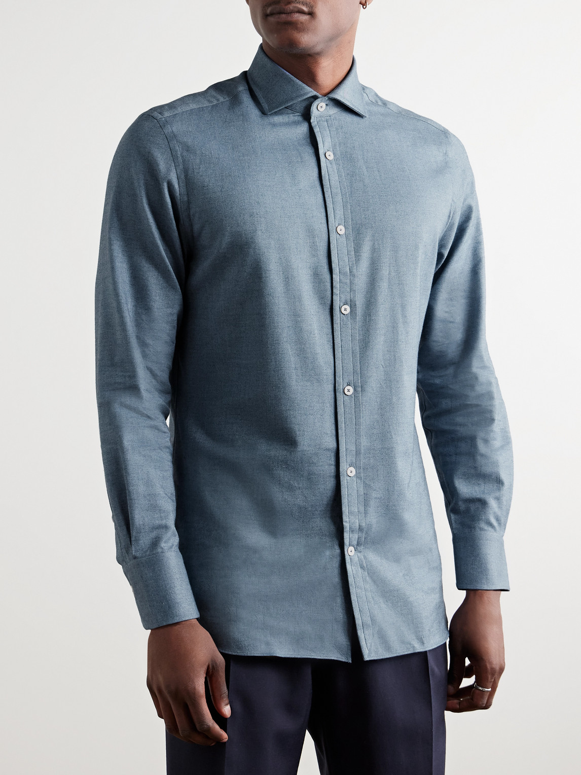 DUNHILL BRUSHED COTTON-TWILL SHIRT