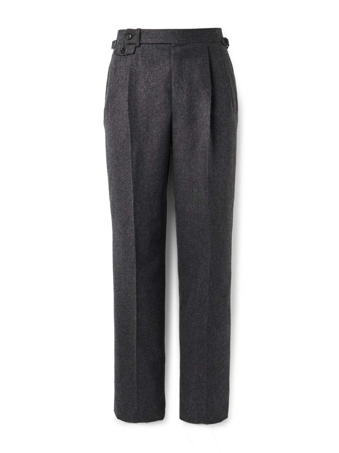 Dunhill Pleated Wool And Cashmere-blend Flannel Suit Trousers In Gray