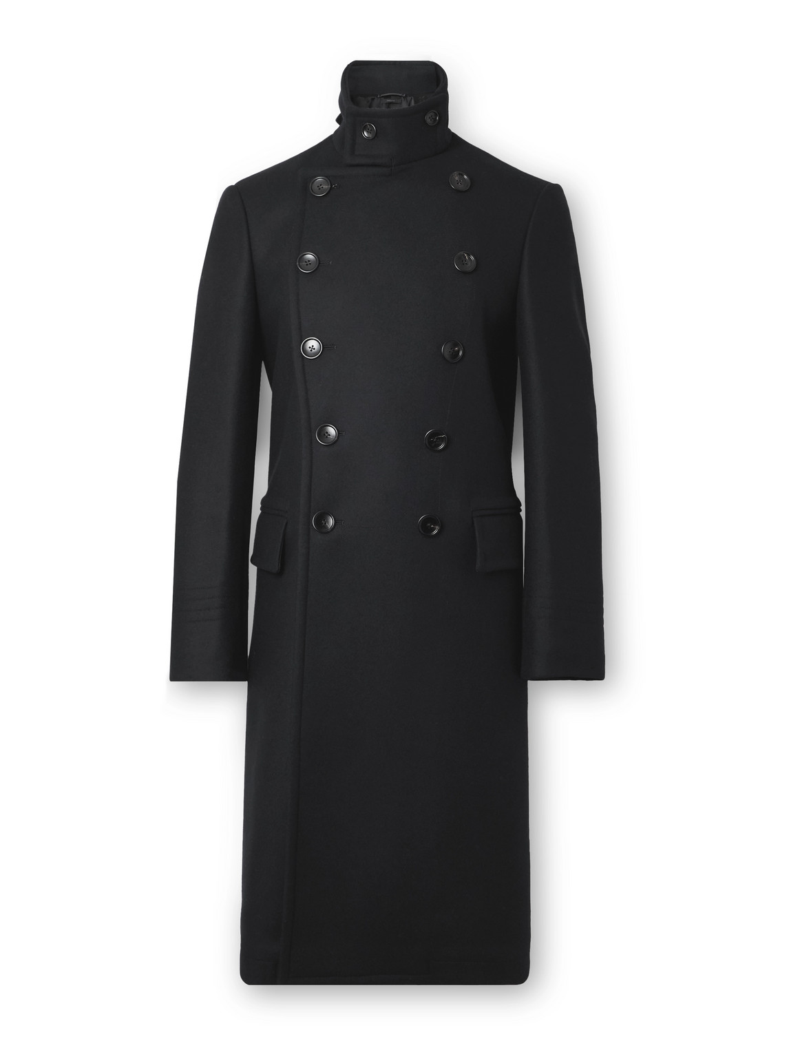 Tom Ford Double-breasted Wool-felt Coat In Black