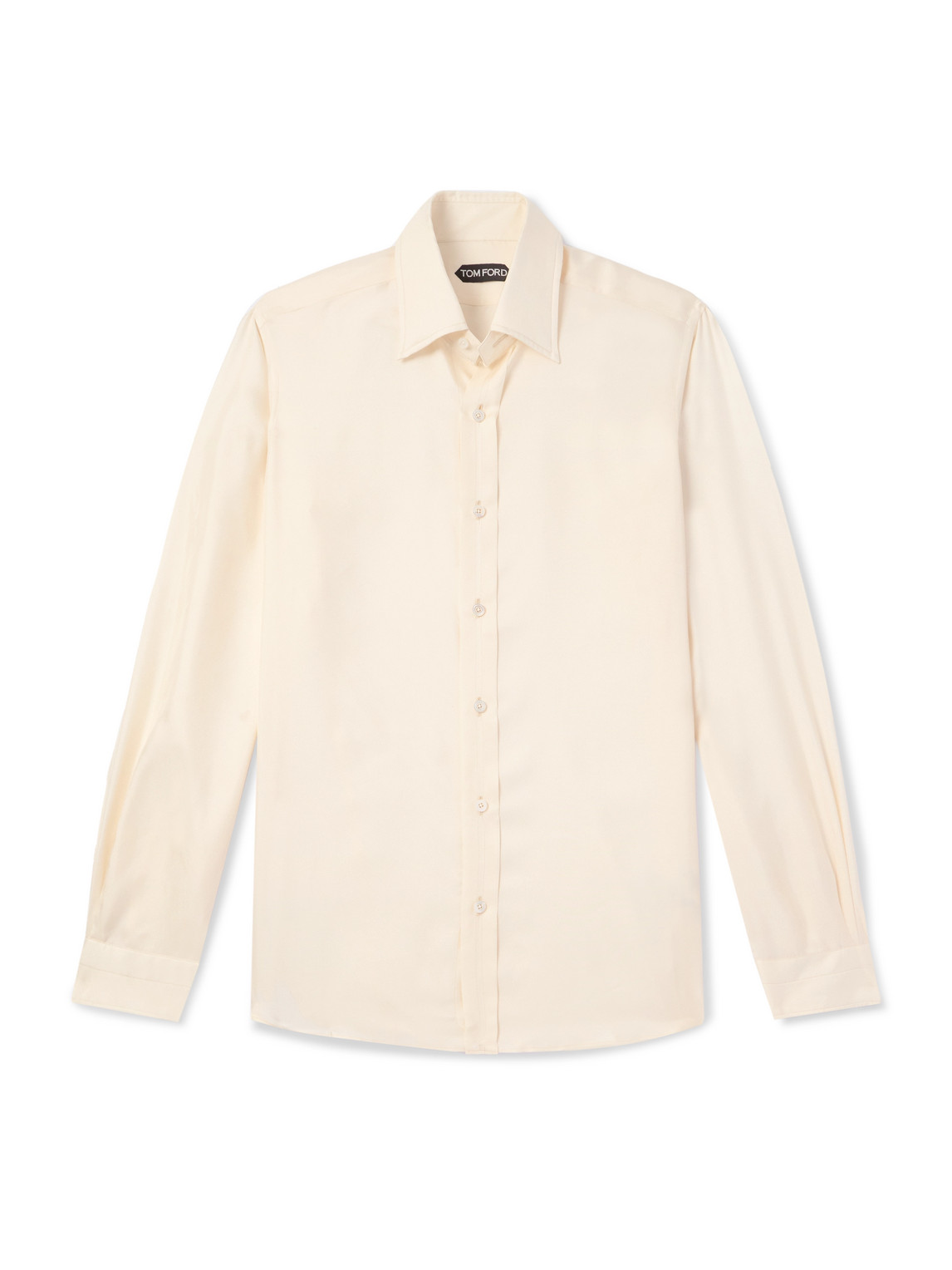 Tom Ford Slim-fit Silk-twill Shirt In Neutrals